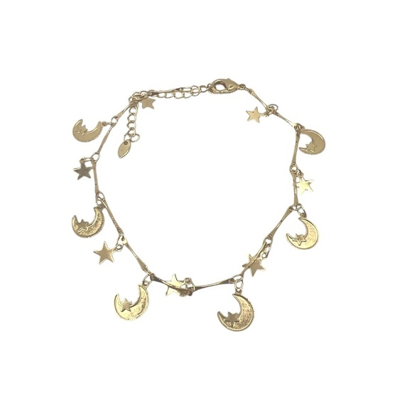 Gold filled Moon and Star Anklet - Picture 3 of 4